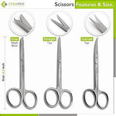 Set of 7 Pieces Scissors Forceps