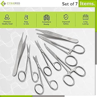 Set of 7 Pieces Scissors Forceps