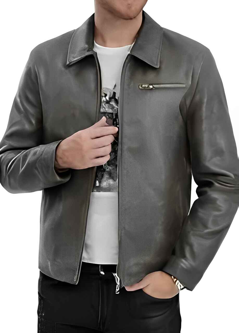 SILVER FASHIONS Men's Lambskin Leather Jacket Comfortable