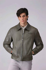 SILVER FASHIONS Men's Lambskin Leather Jacket Comfortable